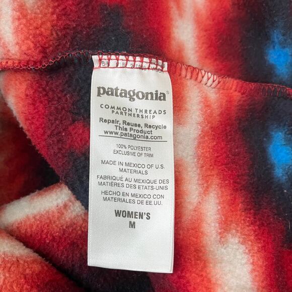 Patagonia Synchilla Snap-T Fleece Pullover Womens Medium Red Blue Ikat Print - Picture 7 of 11